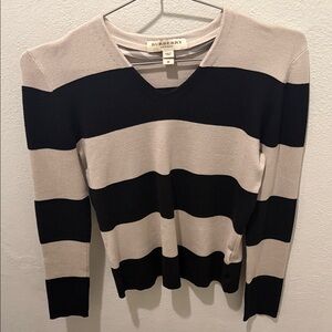 Burberry V-Neck Sweater in Black and Cream